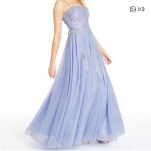 Say yes to prom periwinkle maxi embellished bodice dress, Sz 13/14